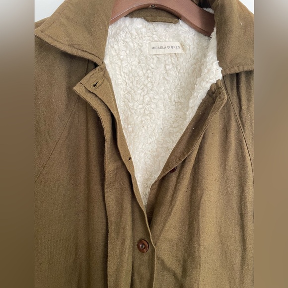 EUC! Micaela Greg Linen Cotton Sherpa Lined Trench in Fir - Picture 5 of 14